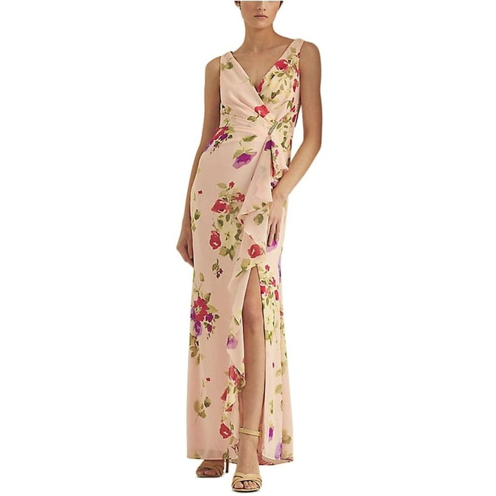 NWT Lauren Ralph Lauren Pink Floral Evening Gown